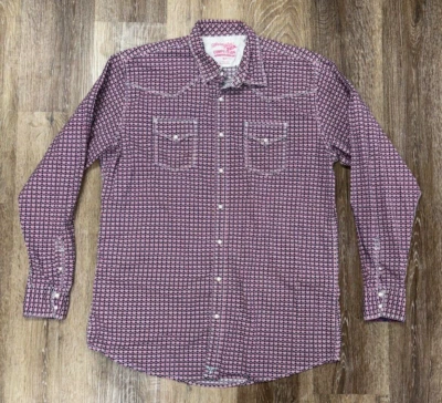 Camisa Wrangler 20X Para Hombres Talla XLT X Grande Alta Manga Larga Botón Rosa Estampado a Presión Foto 1 de 4