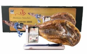 Prosciutto Serrano Spagnolo Duroc 8-8,5kg Cura+24 Mesi+Porta Prosciutto+Coltello - Foto 1 di 4