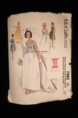 McCalls 7082 Misses Wedding Dress Vintage 1963 Pattern sz 12 (Bust 32) Cut - Image 1 of 2