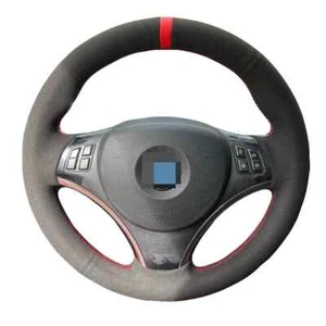 Cubierta de volante Alcantara negra para BMW E90 E91 E92 E82 M3 325i 330i 335i - Imagen 1 de 11