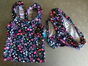 NWT Carters swim suit baby girl 6 month 2 piece rashguard UPF 50+ flower rainbow - Picture 1 of 1