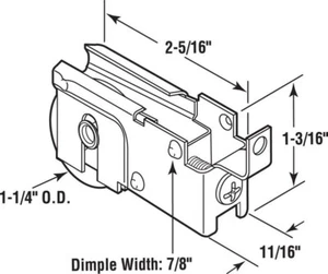 Prime-Line 13182 Steel Sliding Glass Door Roller Assembly 1-1/4 Dia. x 3/8 L in. - Picture 1 of 1