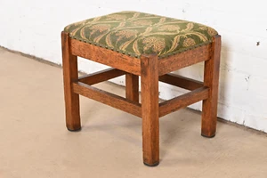 Stickley Brothers Style Mission Oak Arts & Crafts Upholstered Footstool - Picture 1 of 8