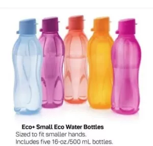 TUPPERWARE WATER BOTTLES 5 PC ECO TO GO Assorted Colors 16 oz. Ea BPA-FREE NEW - Picture 1 of 2