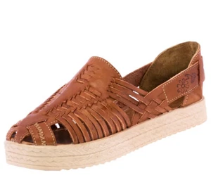 Womens Authentic Mexican Platform Huarache Sandals Closed Toe Light Brown #104 - Picture 1 of 4