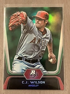 C.J. Wilson 2012 Bowman Platinum GREEN Refractor SP Parallel Card. LA Angels - Picture 1 of 2
