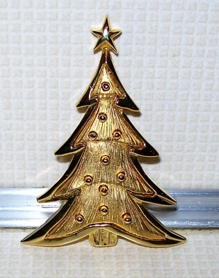 Broche prendedor árbol de Navidad bolas de metal satinado texturizado vintage BONITO Foto 1 de 4