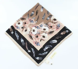 New Max Studio Feathers & Florals 100% Silk 36" Square Scarf #MS148 - Picture 1 of 2