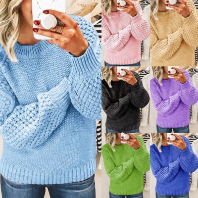 Women's Winter Chunky Knitted Long Sleeve Jumper Pullover Sweater Tops PLUS SIZE - Image 1 of 4