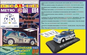 ANEXO DECAL 1/43 MG METRO 6R4 T.POND RAC 1986 6th (12) - Picture 1 of 1