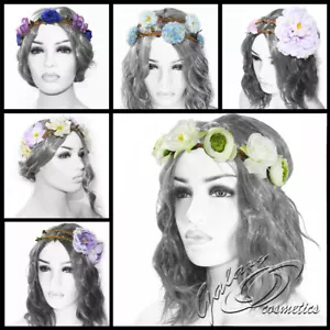 Dima de flor cabeza guirnalda banda para el cabello corona corona corona corona elástica festival boho hippy - Imagen 1 de 11