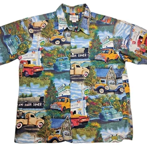 Reyn Spooner Hawaiian Shirt XL Americana food diners Beach Cars USA Retro Party - Picture 1 of 8