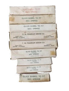 9 Veterinarian Syringe Replacement Glass Barrels Clear NOS in Orig Boxes Vtg - Picture 1 of 11