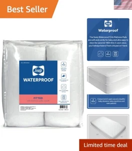 Comfortable Quilted Waterproof Crib Mattress Pad 2-Pack - Machine Washable - Picture 1 of 11