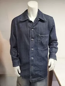 carmel zhao mens blue denim jacket size tall medium / we1256 r4 t46 - Picture 1 of 4
