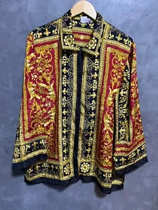 Baroque Brownstone Studio Red Black Gold Long Sleeve Shirt Vintage - Picture 1 of 7