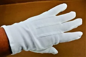 Pair 100% Cotton Glove Parade Dress Open Cuff Dotted Palm Raised Medium - Picture 1 of 3