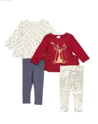 Maggie & Zoe Infant Girls 12 Months 4 PC Mix And Match Holiday Deer Leggings Set - Image 1 of 4