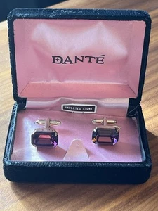 Dante Herren Manschettenknöpfe Lila Silber mit Etui - Bild 1 von 8
