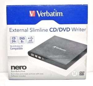 Grabadora de CD/DVD delgada externa Verbatim 24x/8x USB, grabar disco y crear archivos - Imagen 1 de 15