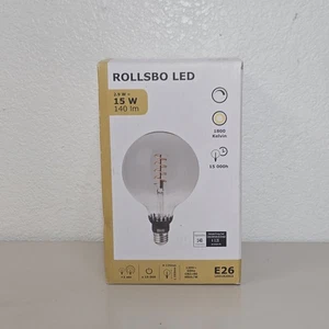 IKEA Rollsbo 5” LED Thomas Edison Luz BOMBILLA 2.9W 1800K Globo 140 Lúmenes Base E26 - Imagen 1 de 9