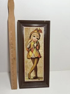 Jean Maio Big Eyed Girl Vintage Art Print 1960s Harlequin - Picture 1 of 5
