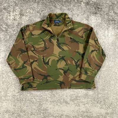 Polo Ralph Lauren Sweater Mens Large Camouflage 1/4 Zip Estate Rib Pullover Pony - Image 1 of 4