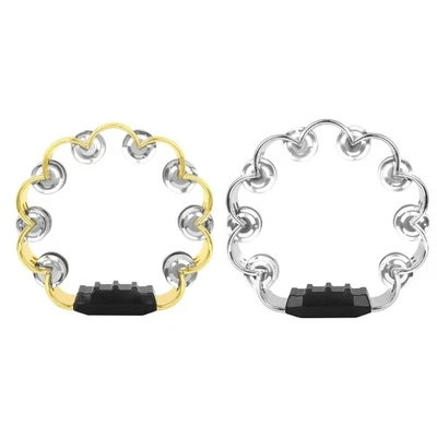 Metal Bells Hand Percussion Drum with Ergonomic Handle Grip 8 Inch Double Row - Image 1 of 4