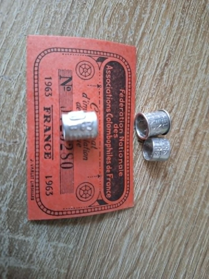 taubenringe Brieftaubenringe   FRANCE 1963 + 2 loft Pigeon ring - Bild 1 von 1