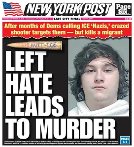 NEW YORK POST ZEITUNG LINKER HASS FÜHRT ZU MORD STEIGT GEBUNDEN 25.09.25 - Bild 1 von 2