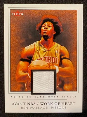 Camiseta Fleer Avant Ben Wallace Work of Heart usada em jogos 2003-04 /300!!! PISTÕES - Imagem 1 de 2