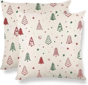Federe Cuscini Natalizi 2 Pezzi, Lino Cuscini Natalizi Divano 40X40, Decorazioni - Foto 1 di 12