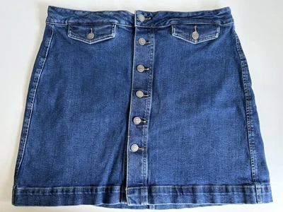 Лофт средний стирка на пуговицах джинсовой ткани колена Jean юбка женщин 14P - Изображение 1 из 4