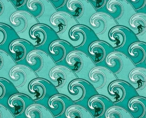 Surfers Cotton Fabric By Spoonflower 34” x 27” - Picture 1 of 2