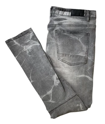Pantalones de mezclilla Smoke Rise para hombre 38x32 gris lavado ácido moto hip hop ropa de calle desgastados Foto 1 de 4