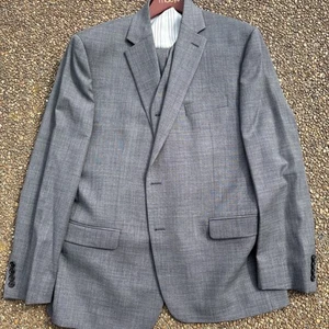 Men’s Lauren Ralph Lauren Suit 3 Piece 44R Gray Flat Front Pants 38x30 - Picture 1 of 8