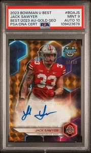 2023 Bowman U Best Jack Sawyer Best of 2023 Gold /50 PSA 9 MINT AUTO 10 - Picture 1 of 2