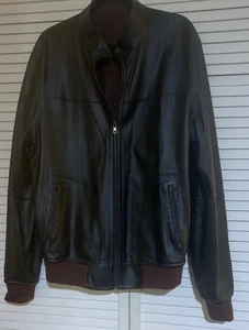 ✨Neu ohne Etikett maßgeschneiderte weiche Leder leichte Wendejacke Herren L schwarz/weinrot - Bild 1 von 14