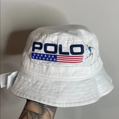 Polo Ralph Lauren 2021 US Open Dark Blue & White Reversible Bucket Hat NWT - Image 1 of 4
