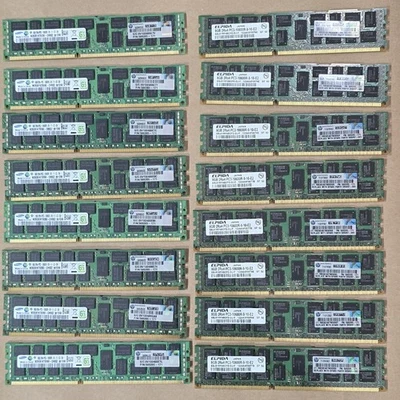 Samsung Elpida PC3-10600 8GB DIMM 1333 MHz DDR3 SDRAM RAM (500205-171) lot of 16 - Image 1 of 4