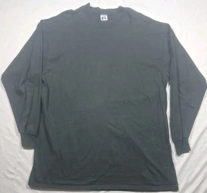 Vintage Russell Athletic Long Sleeve Crewneck T-Shirt Size XXL Black Made In USA - Picture 1 of 7