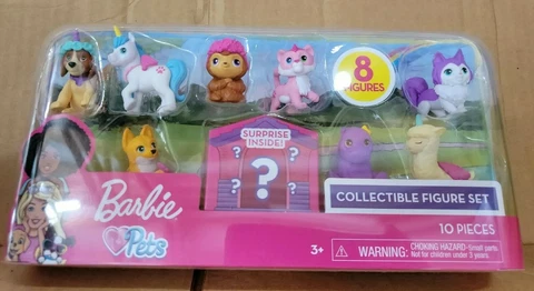 Barbie Pets 8 Figures (10 pieces) Collectible Figure Set NEW Factory Sealed Cover
