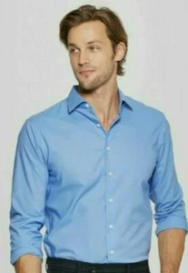 new Goodfellow Men's Standard Fit Long Sleeve Button Down Shirt Choose Blue Size - Picture 1 of 14