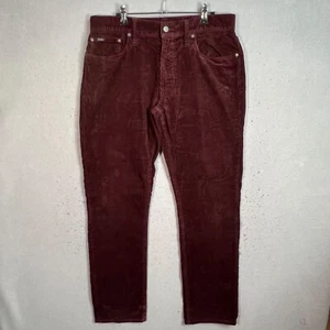Polo Ralph Lauren uomo pantalone velluto a coste bordeaux 32 x 32 gamba dritta misto cotone - Foto 1 di 12