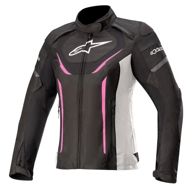 ALPINESTARS WOMENS LADIES STELLA JAWS V3 LEATHER JACKET BLACK WHITE PINK - Image 1 of 2