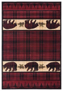 5x7 United Weavers Red Striped Plaid Area Rug 2055 40834 - Aprx 5' 3" x 7' 6" - Picture 1 of 2
