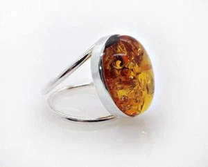 Bernstein Ring Silber 925 Ring oval Gr.17,5 - 19 mm echt Sterlingsilber br341 - Bild 1 von 8