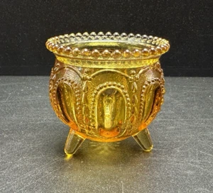 Vintage Degenhart Amber Glass Gypsy Witches’ Pot Toothpick Holder Cauldron Pot - Imagen 1 de 6