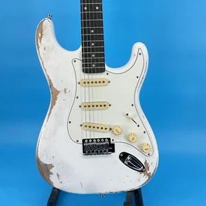 Relic White TELE Electric Guitar SSS Open Pickup White Pickguard Tremolo Bridge - Picture 1 of 16