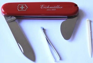 Coltello tascabile Eichmüller Victorinox rosso strumento con coperchio a molla apri cassa - Foto 1 di 5